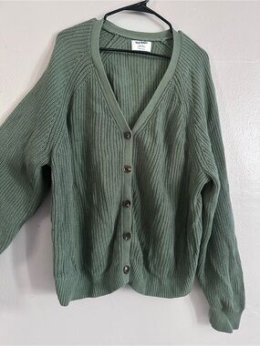 Old Navy Green V-Neck Button Front Cardigan
